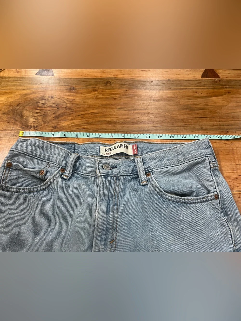 Levi's Men's Light Blue Denim Jeans with Tan Leather Patch
